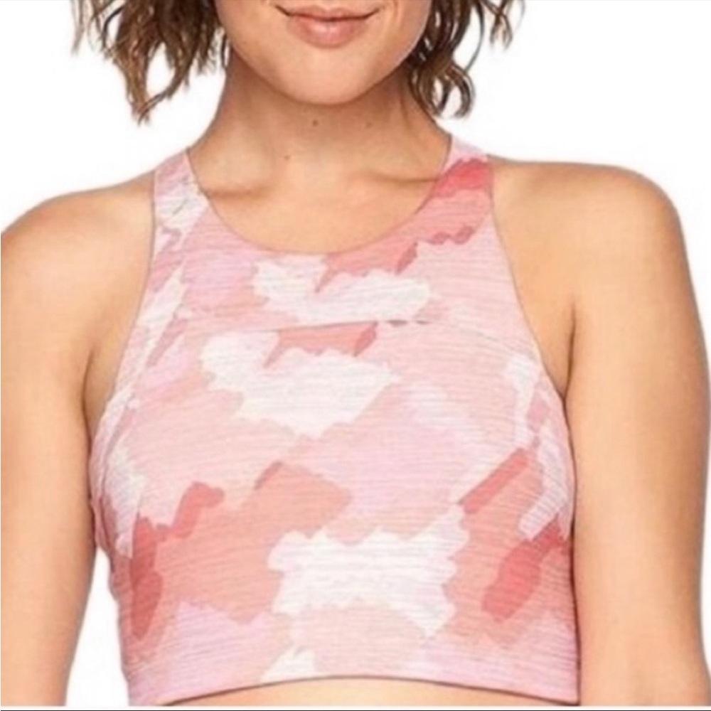 Outdoor Voices Pink Camo High Neck Sports Bra